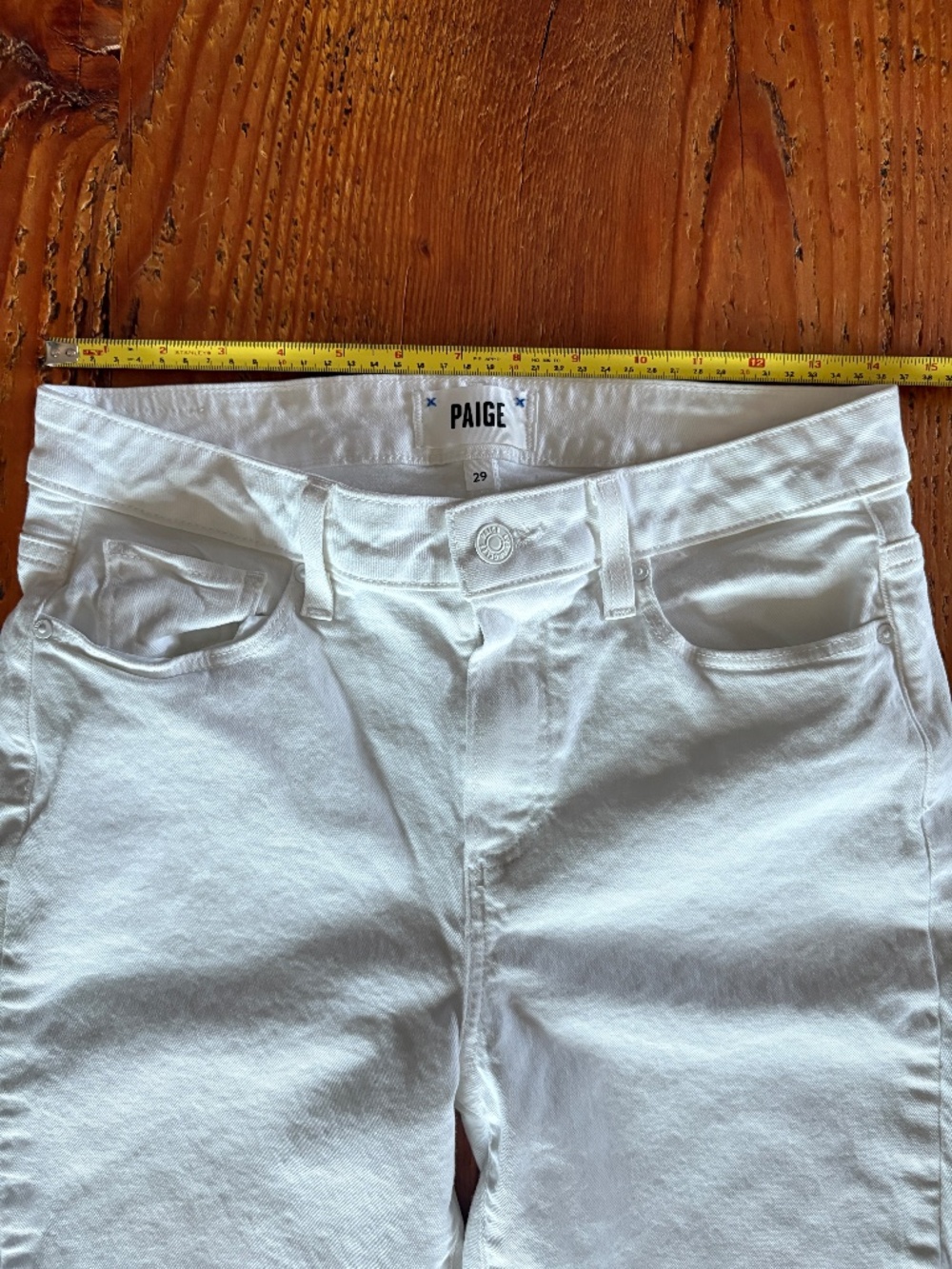 Paige Cindy Crop White Jeans, Size 29 Raw Hem - Picture 7 of 11